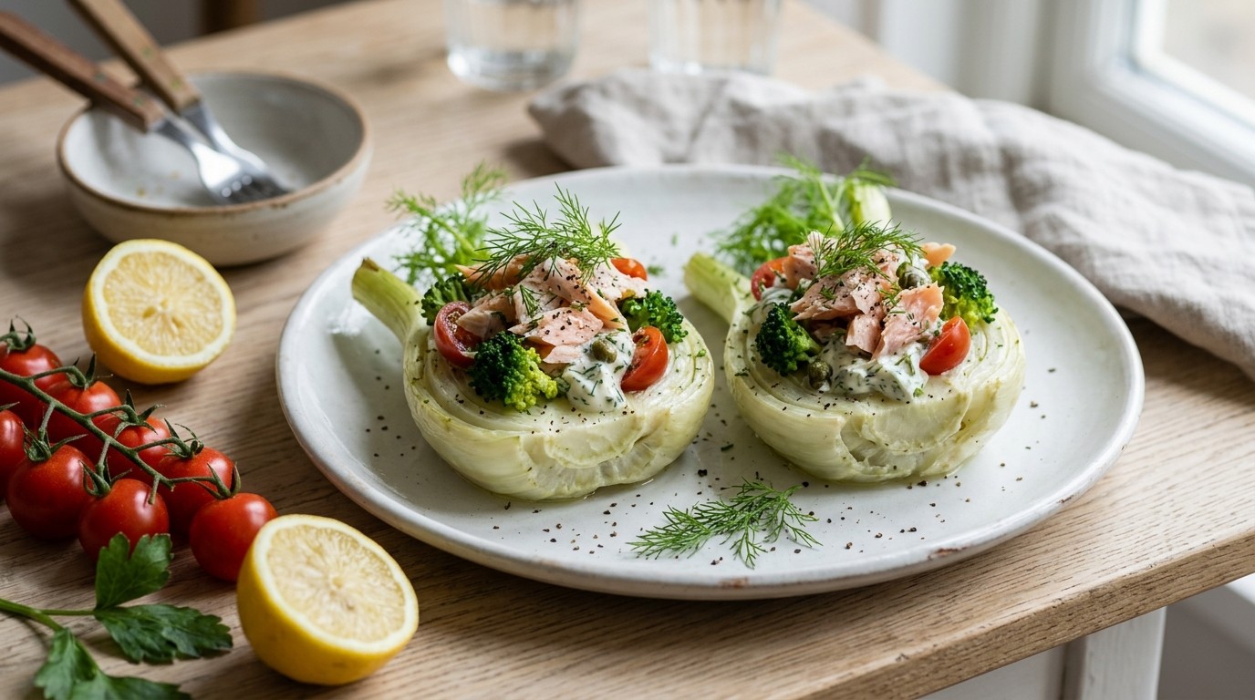 Gevulde venkel met gerookte forel