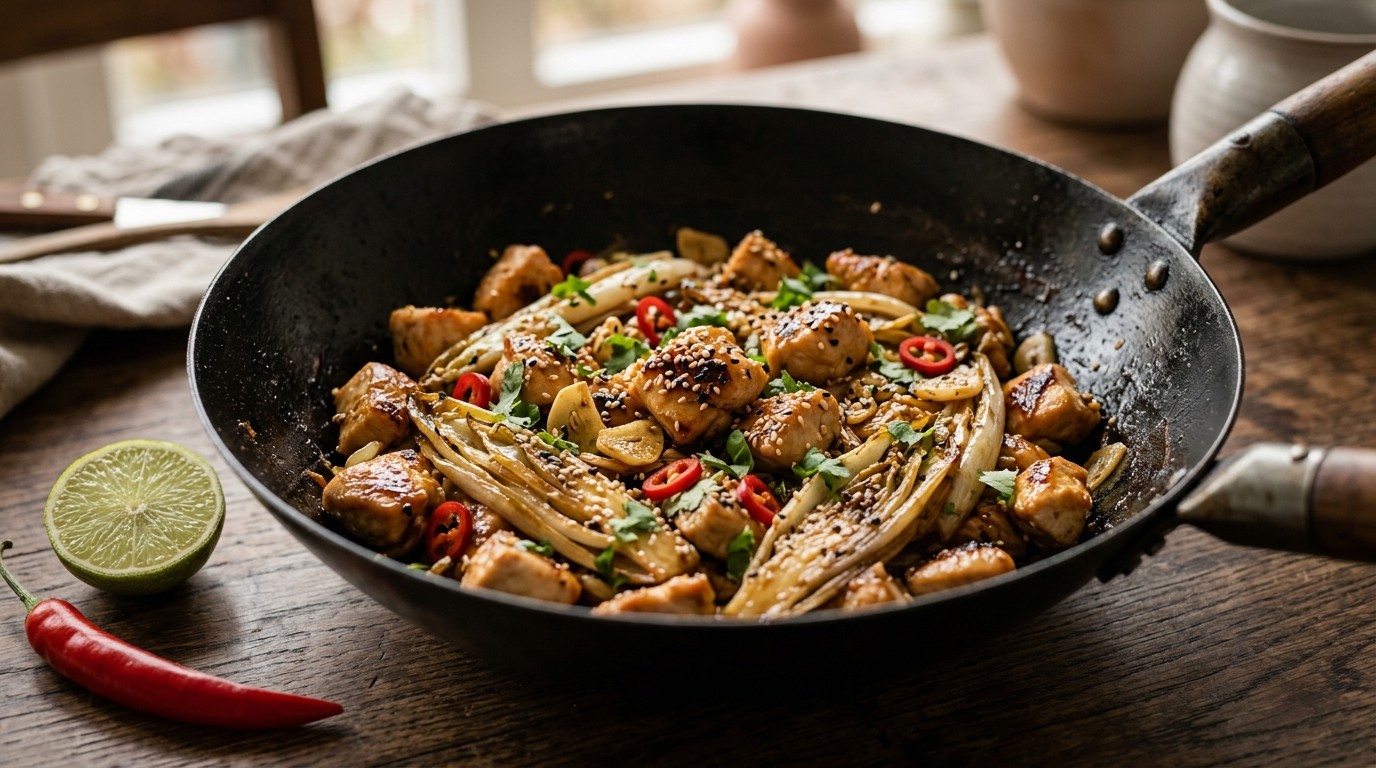Gewokte Oosterse Witlof met Kipfilet