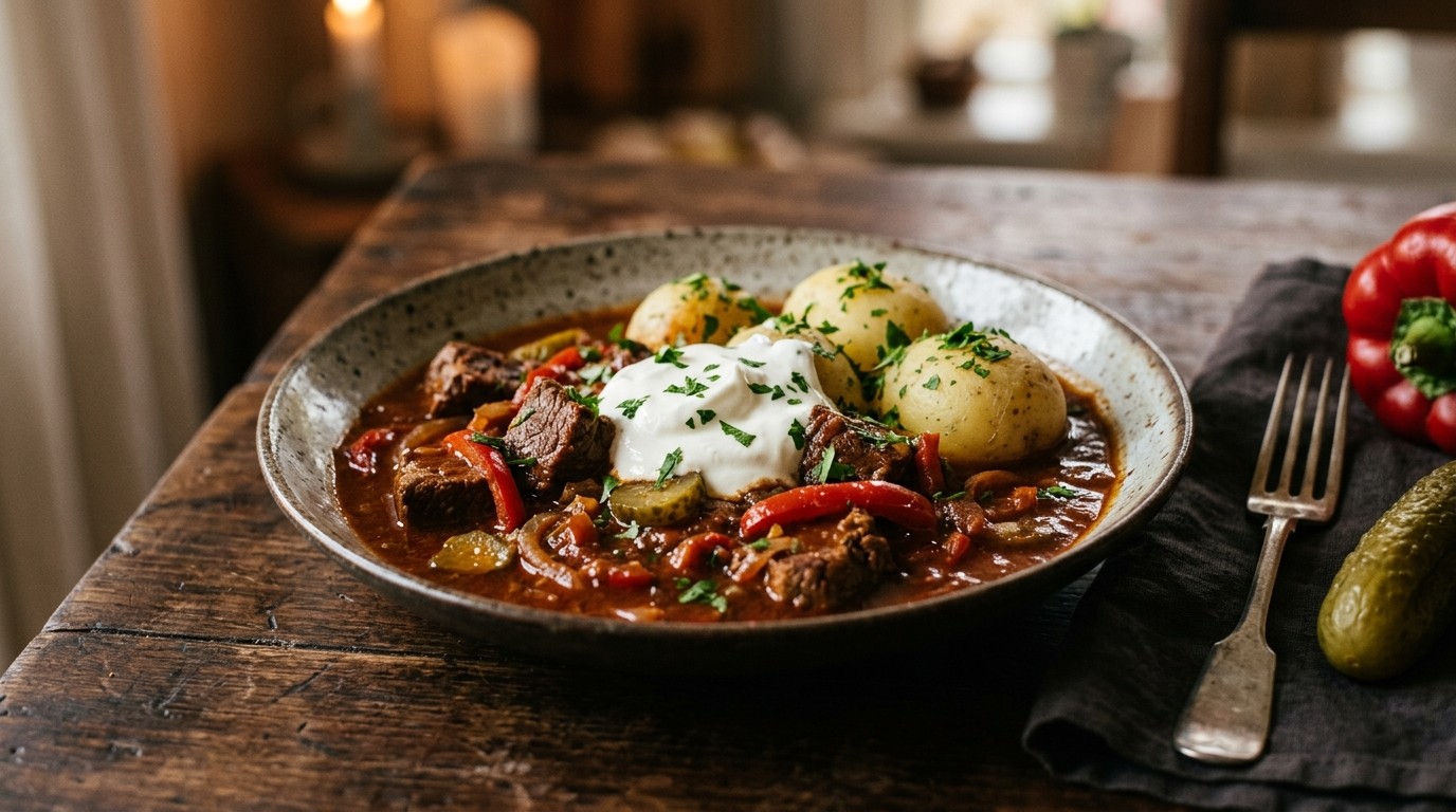 Goulash met yoghurt