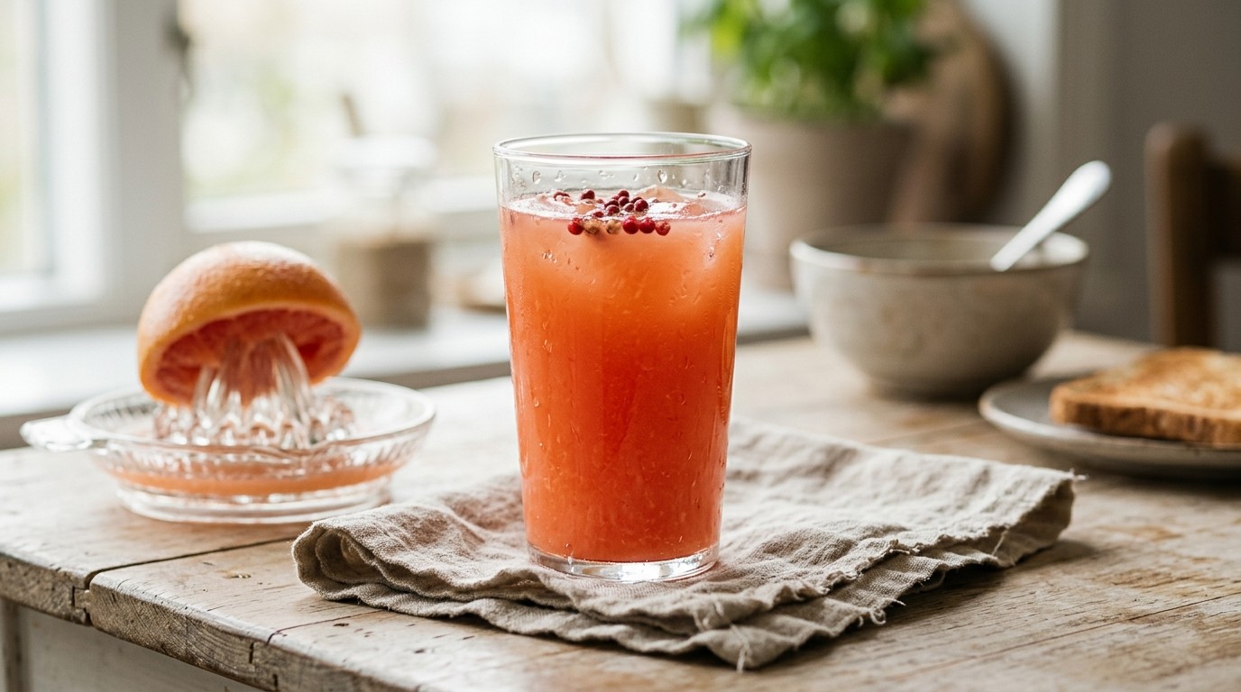 Grapefruit-aardbeiensap met roze peper