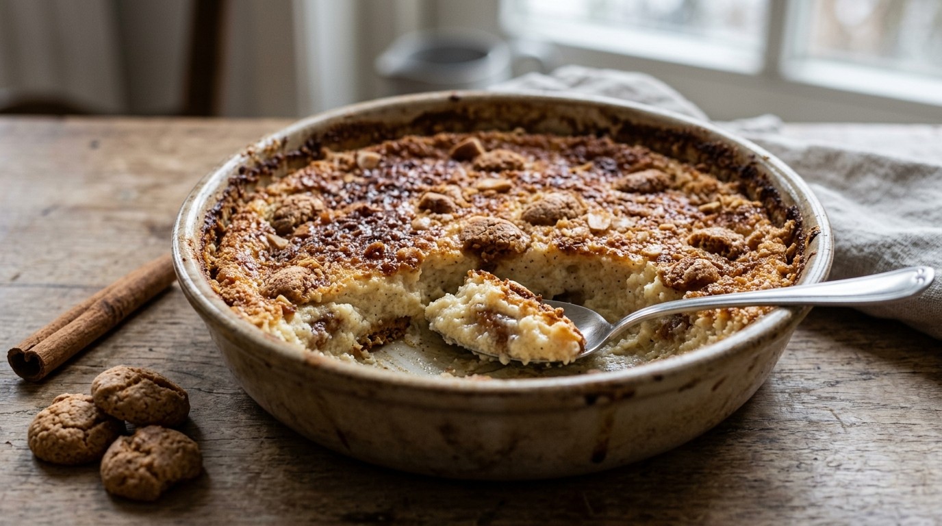 Griesmeel schotel met bitterkoekjes