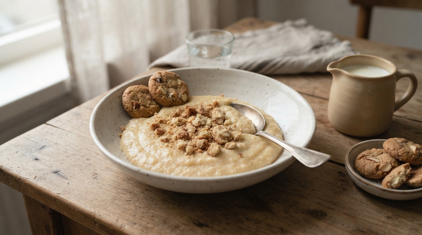 Griesmeelpap met bitterkoekjes