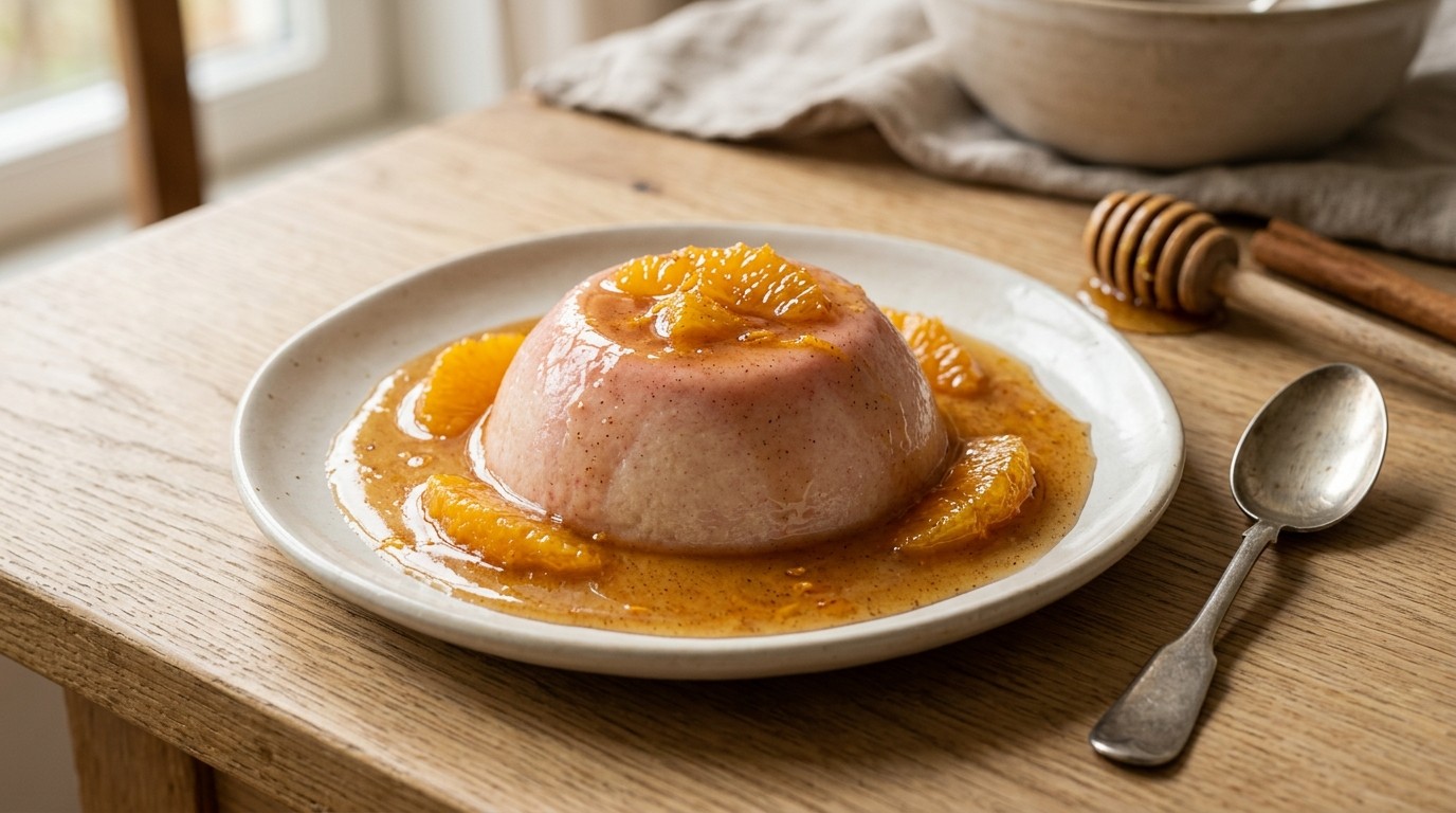 Griesmeeltoetje met sinaasappelsaus
