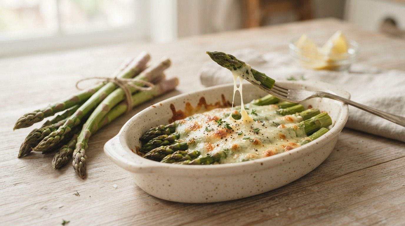 Groene aspergepunten uit de oven