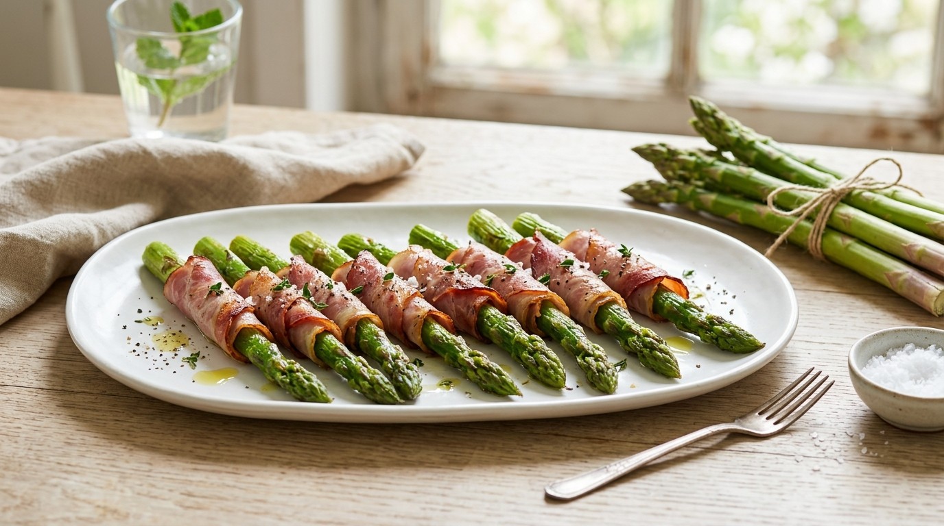 Groene asperges met ham