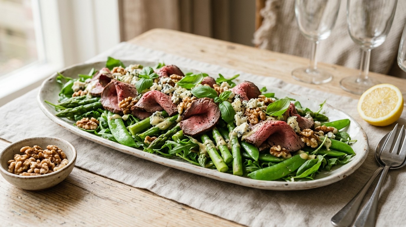 Groene Groenten met Rosbief en Mosterdressing