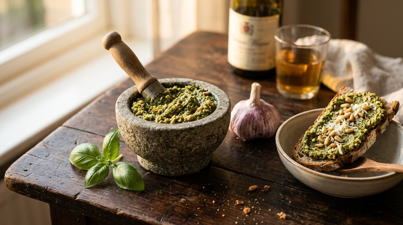Groene Tapenade met Oijnboompitten en Geraspte Belegen Kaas