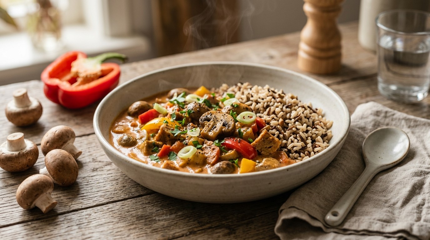 Groente met Rijst (stroganoff)