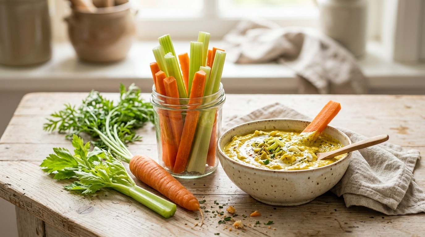 Groentesticks met Currydip