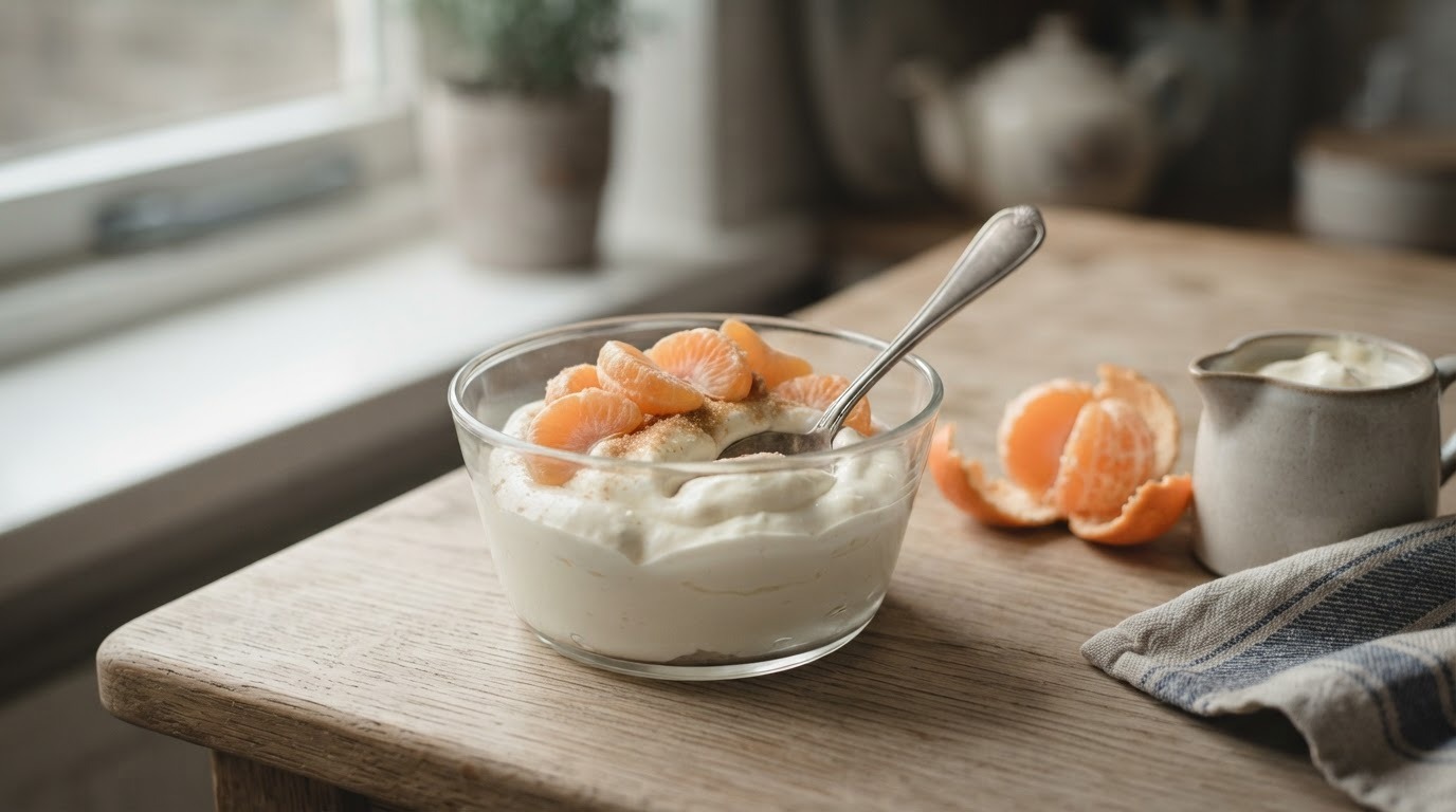 Grootmoeders hangop met mandarijntjes