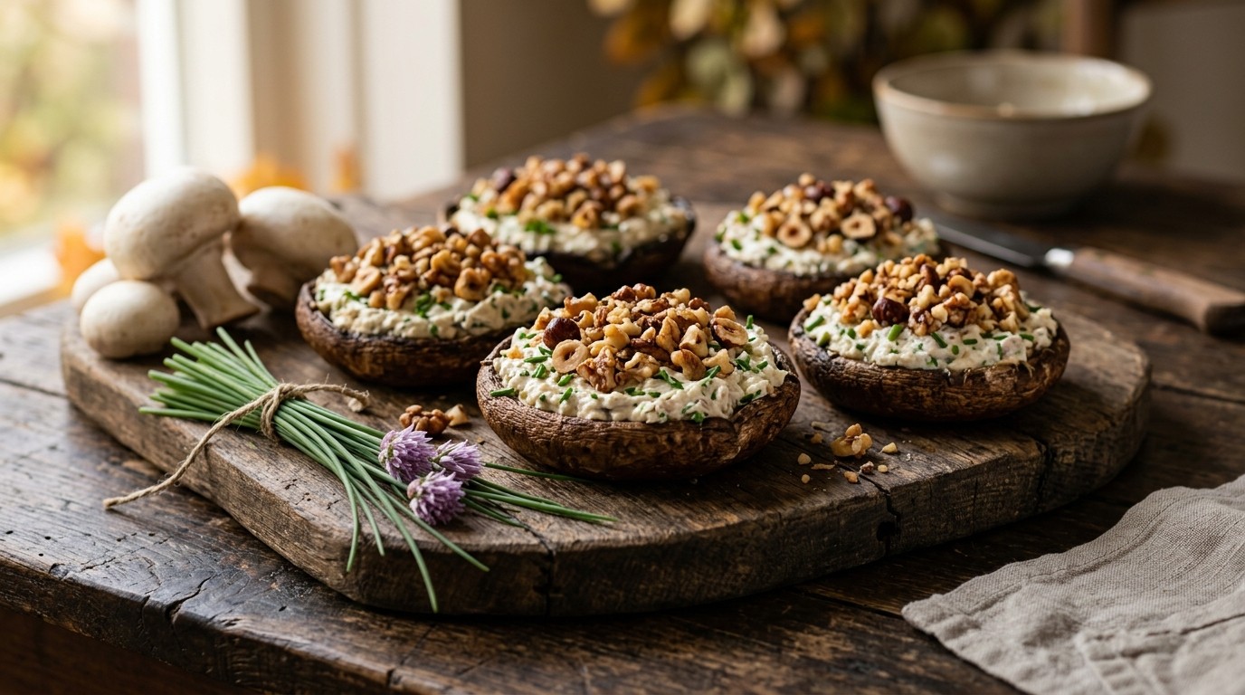Grote champignons met notenvulling