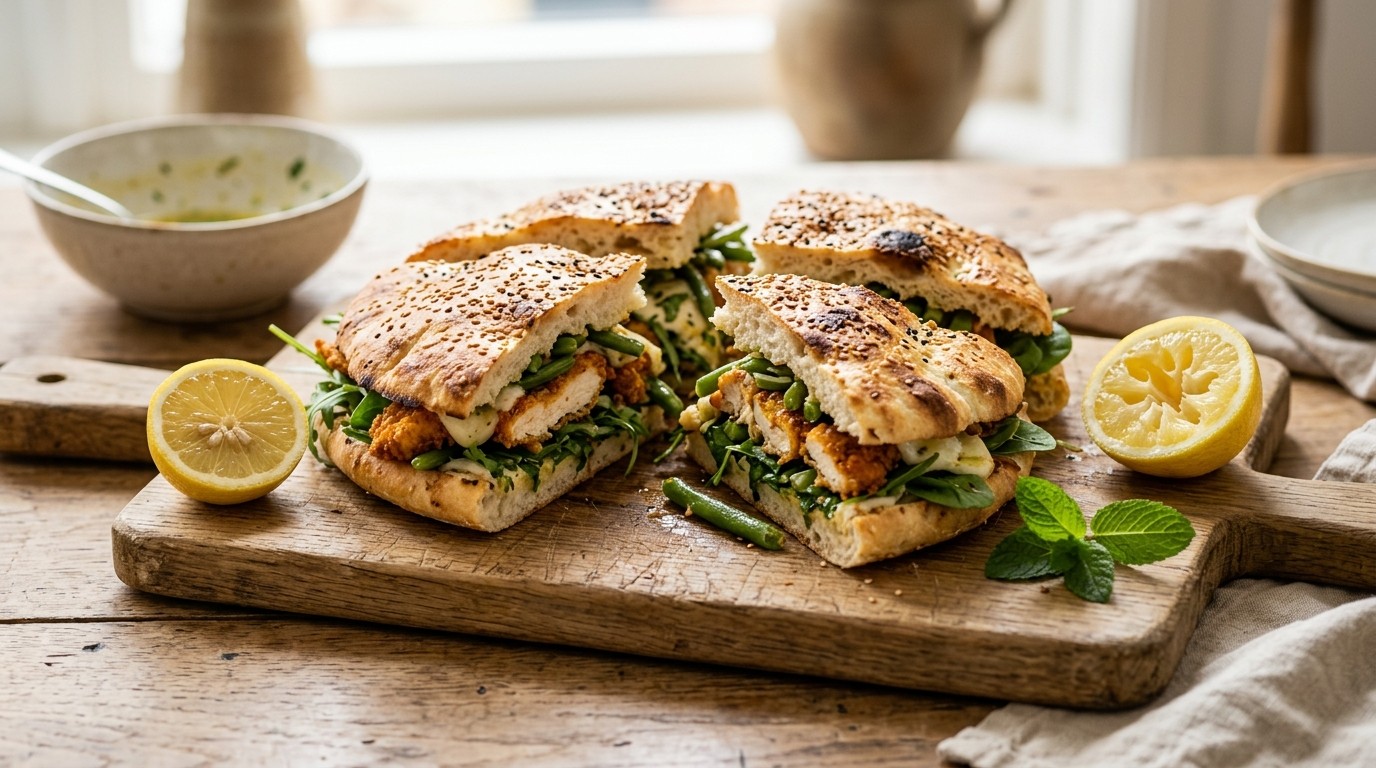 Grote sandwich van Turks brood