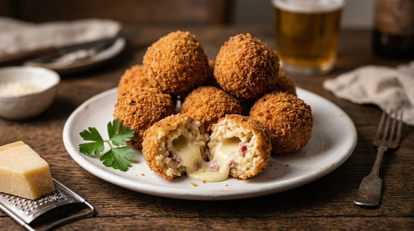 Ham-kaas rijstballetjes