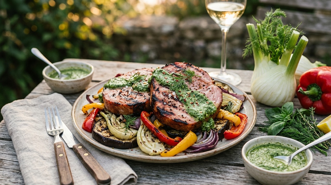 Ham met yoghurtpesto