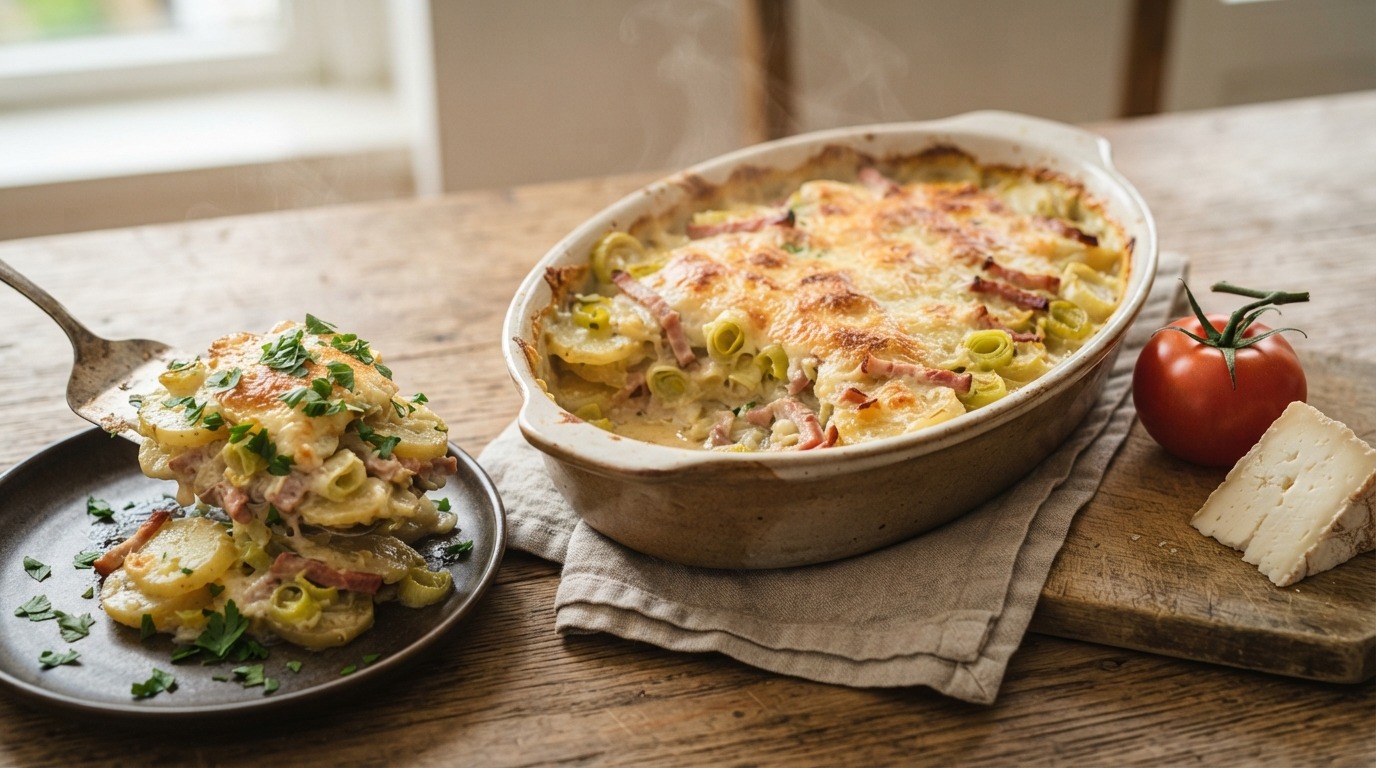 Ham - prei schotel met kaas