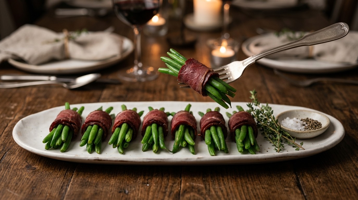 Haricots verts in een jasje van rookvlees