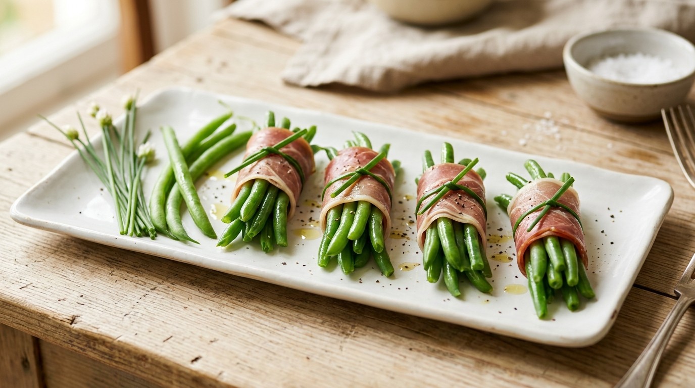Haricots Verts in Serranoham met Bieslook