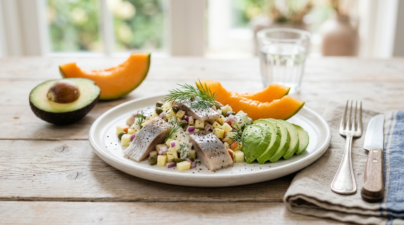 Haringsalade met Avocado en Meloen