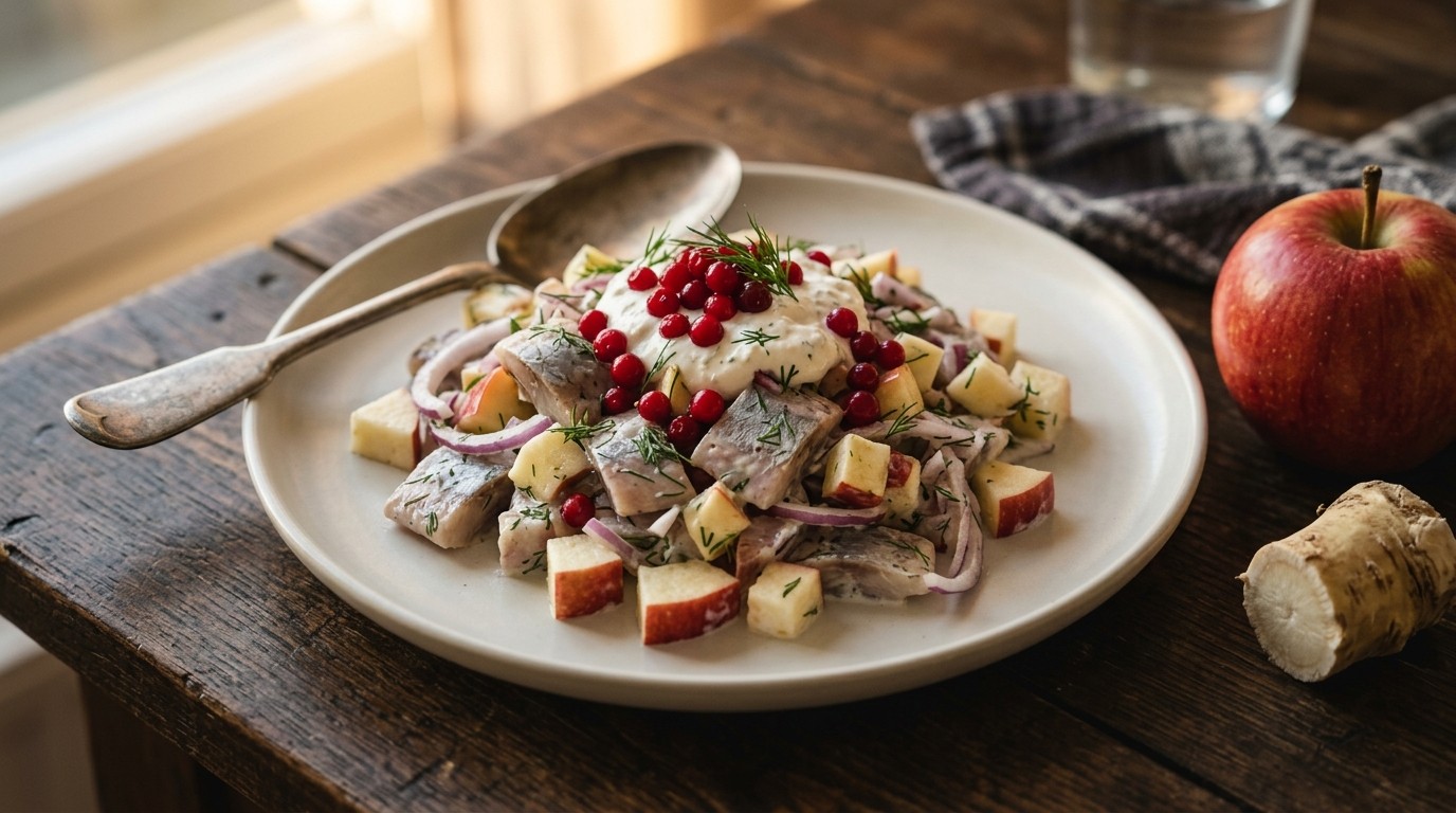 Haringsalade met Mierikswortelroom