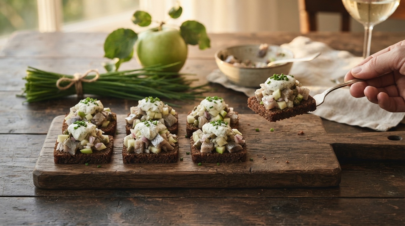 Haringtartaar op roggebrood
