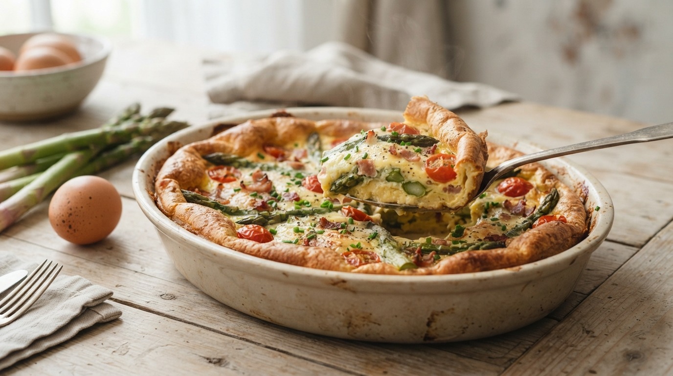 Hartige clafoutis met voorjaarsgroenten