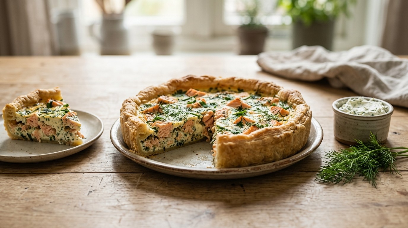 Hartige Taart met Zalm en Kruidenkaas
