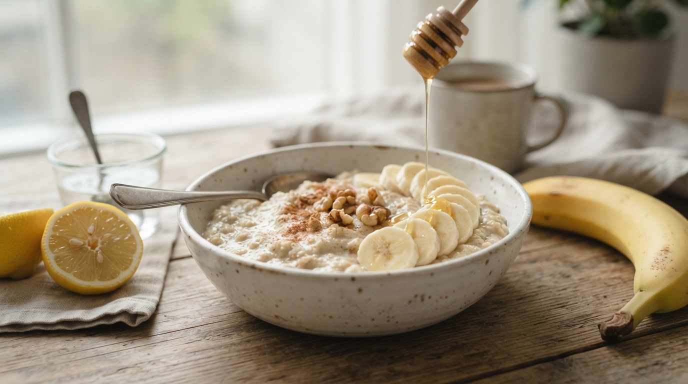 Havermoutpap met honing en banaan