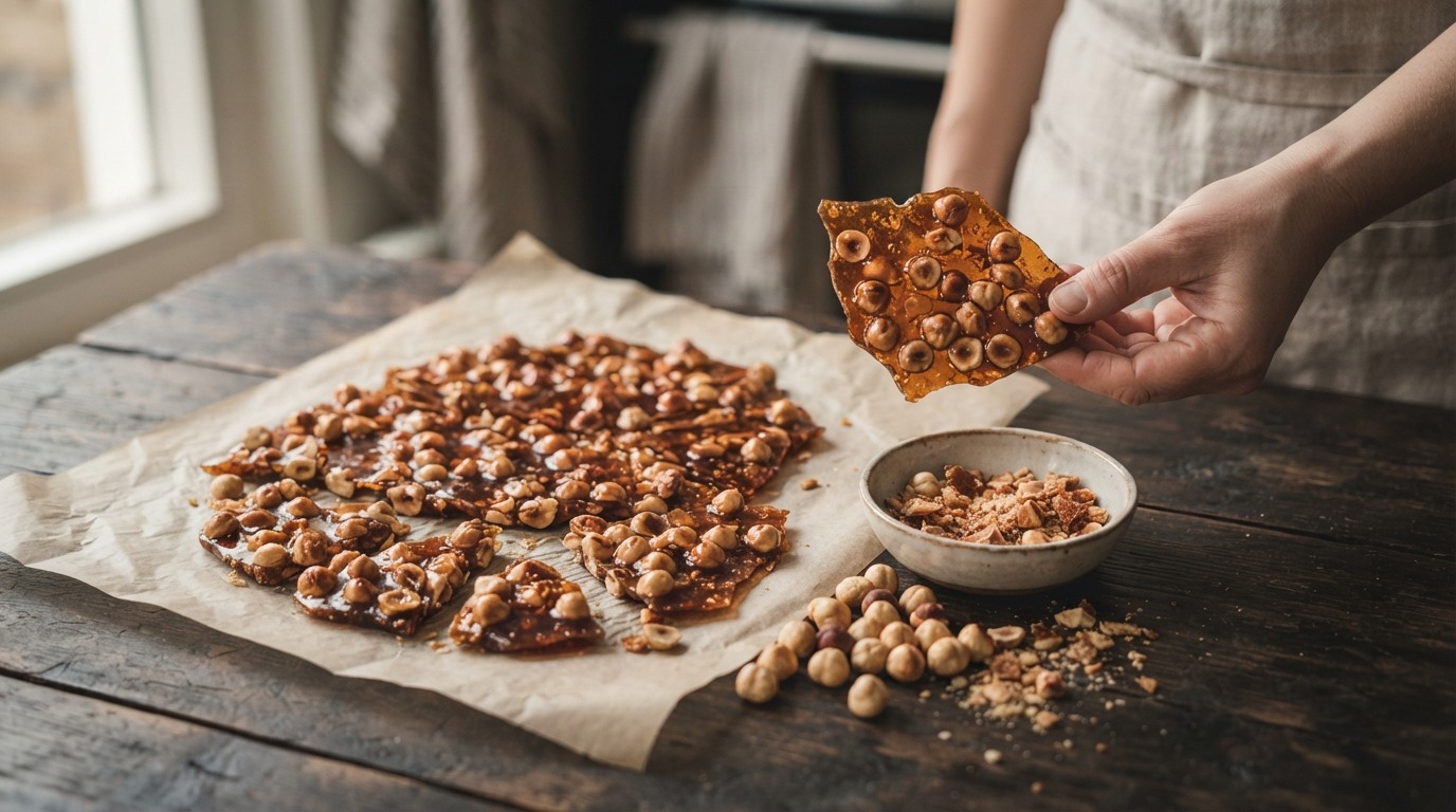Hazelnootkrokant voor garnering