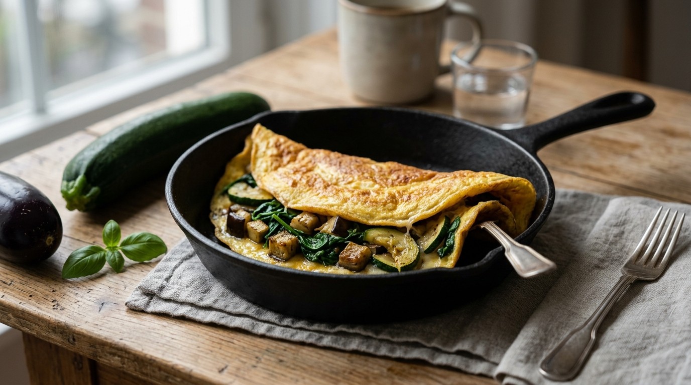 Heerlijk Omeletje met Courgette, Aubergine en Spinazie