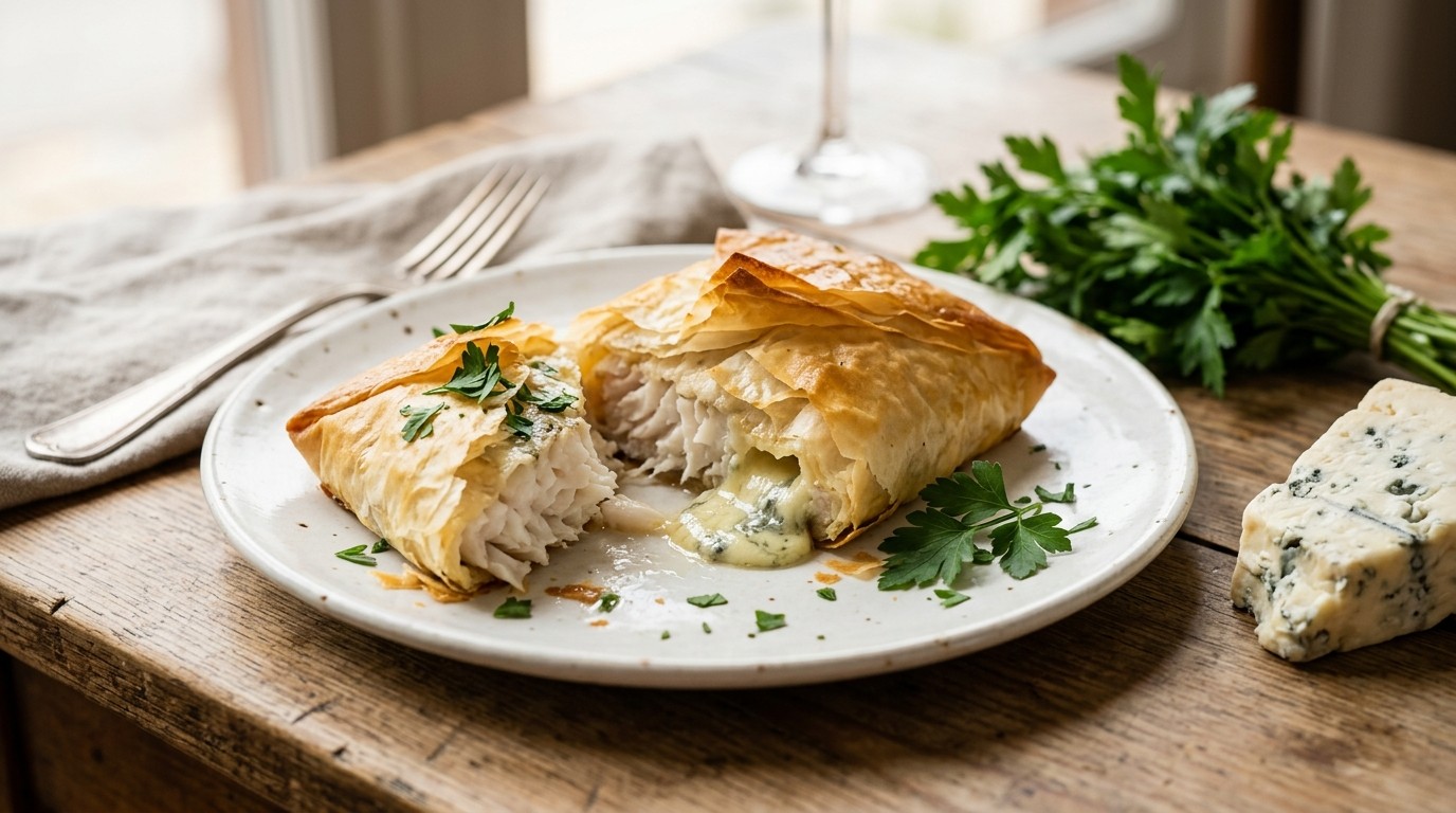 Heilbot met gorgonzola