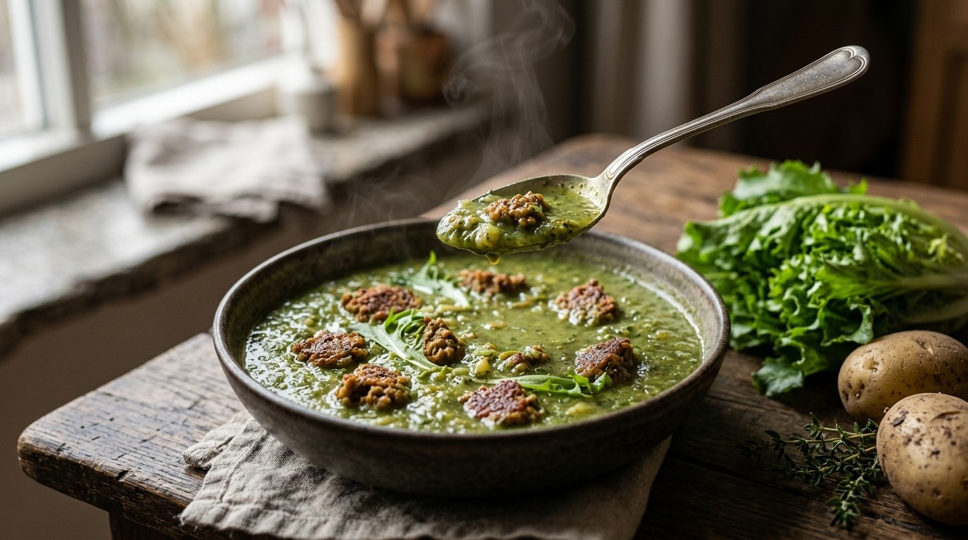 Heksensoep met eilandjes (vegetarisch)