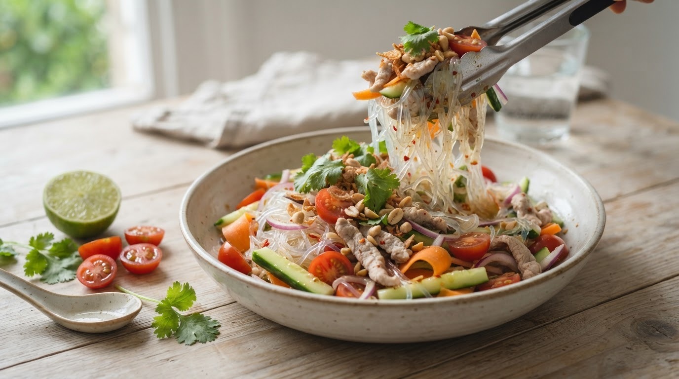 Heldere Thaise mie salade