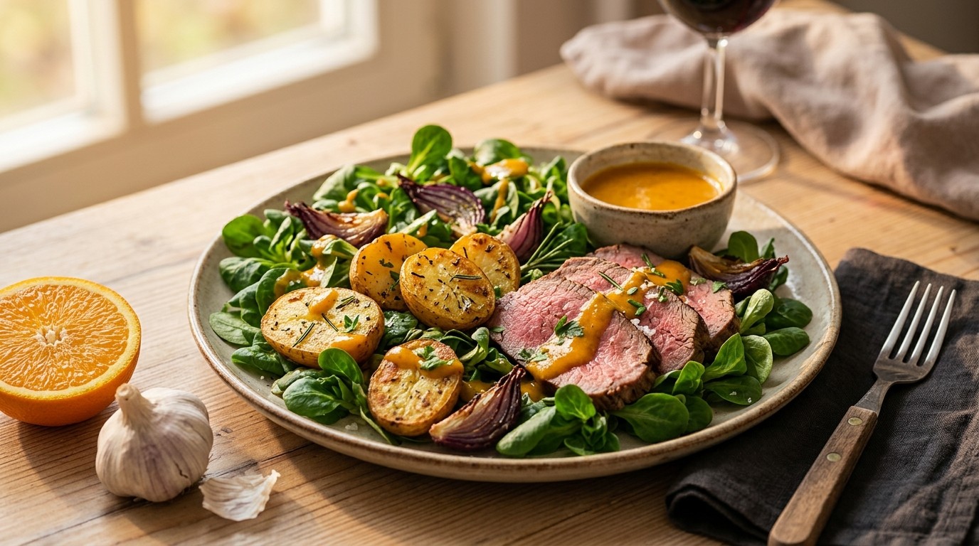 Herfstsalade met Krieltjes en Rosbief