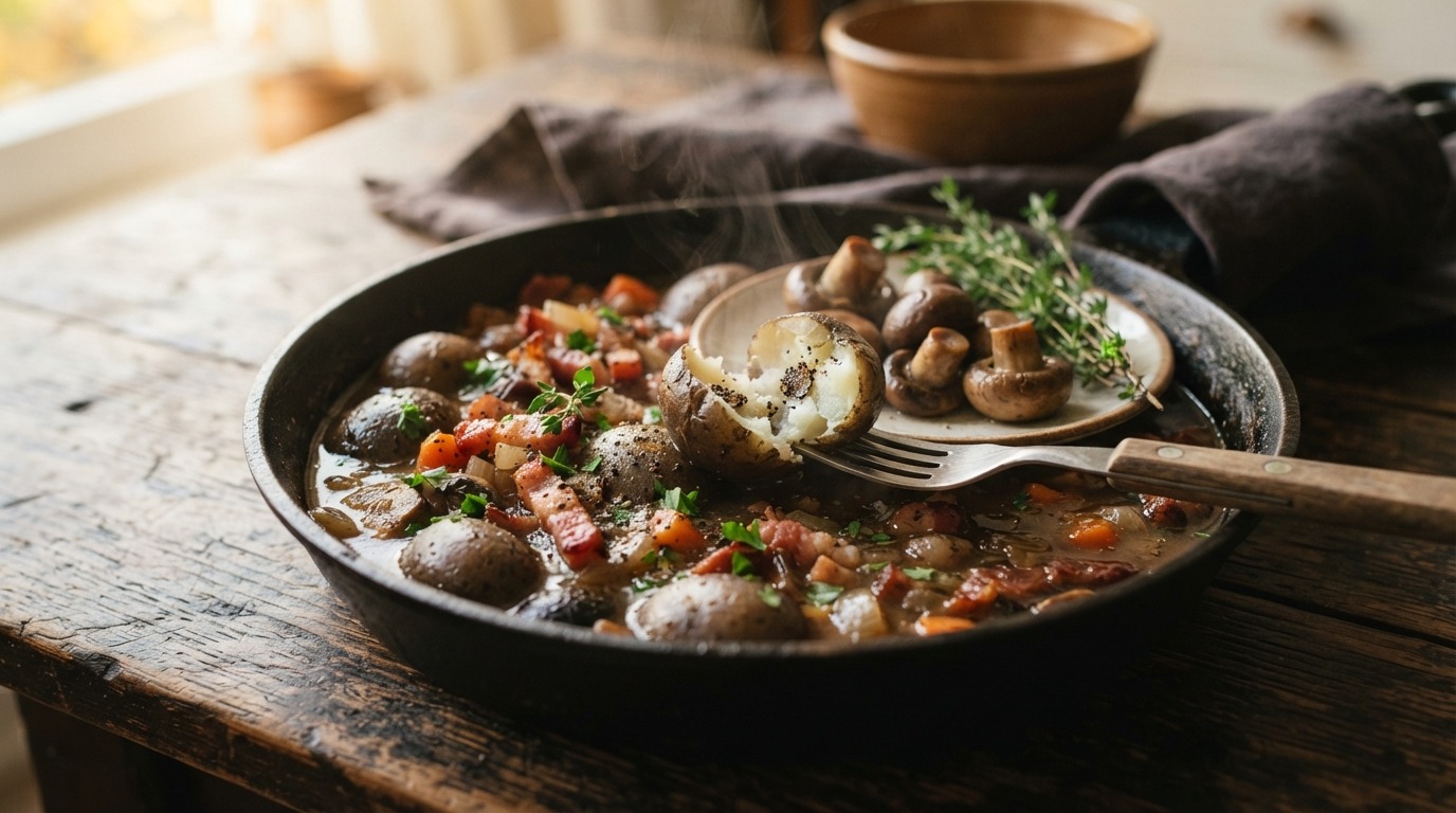 Herfststoofpotje van truffelaardappeltjes