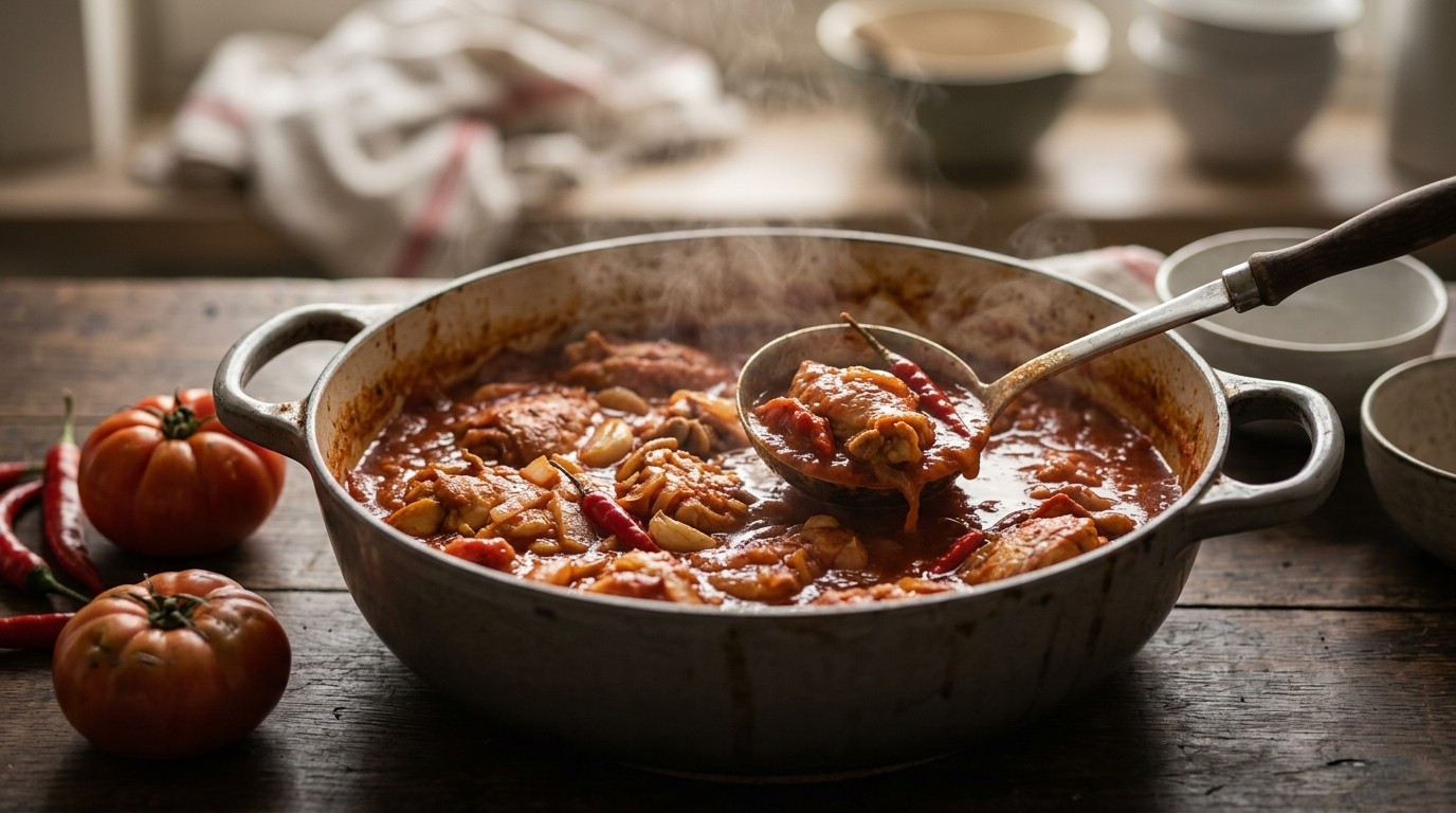 Hete kip in tomatensaus