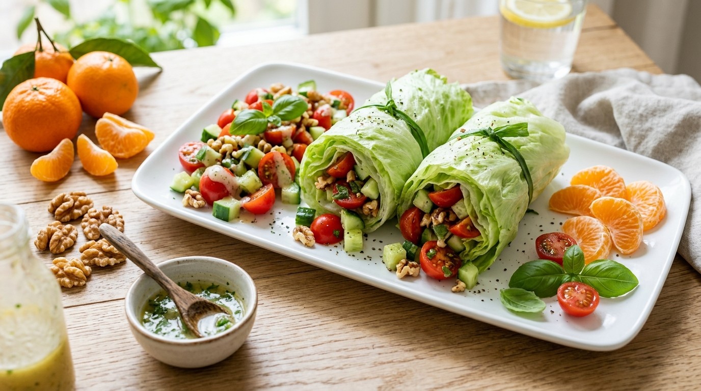 IJsbergrolletjes met tomatensalade