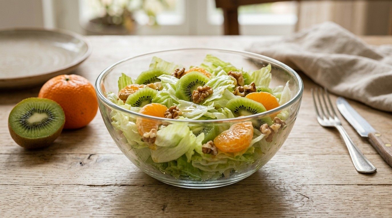 Ijsbergsla-kiwi-noten-mandarijnsalade