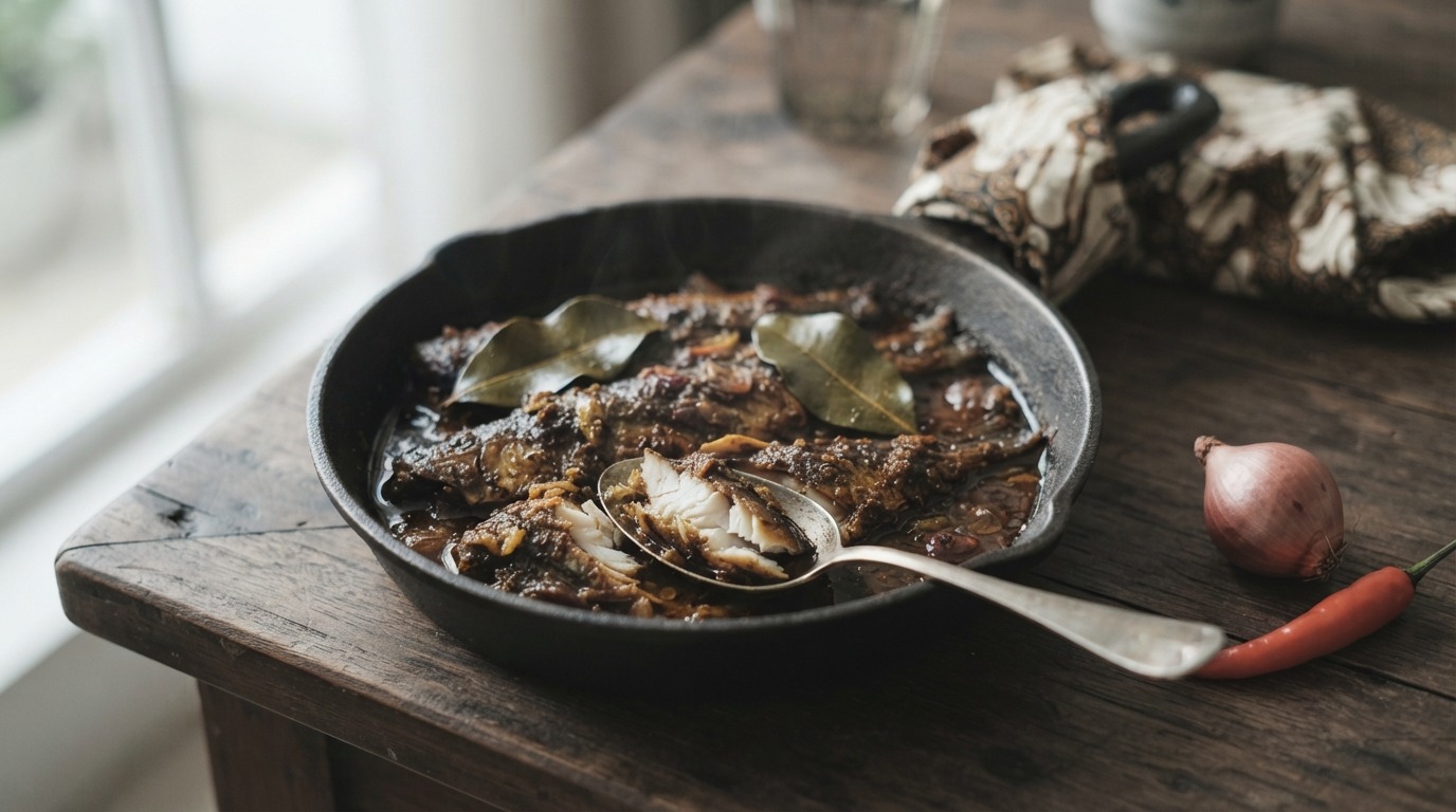 Ikan Bakar (gestoofde gekruide bokking)
