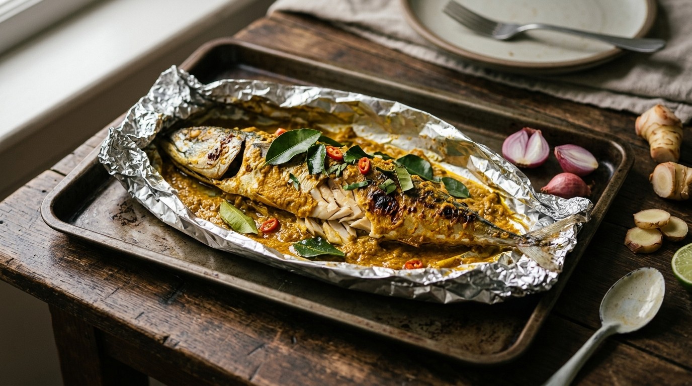 Ikan Pepesan (pittig Gekruide Makreel uit de Oven)