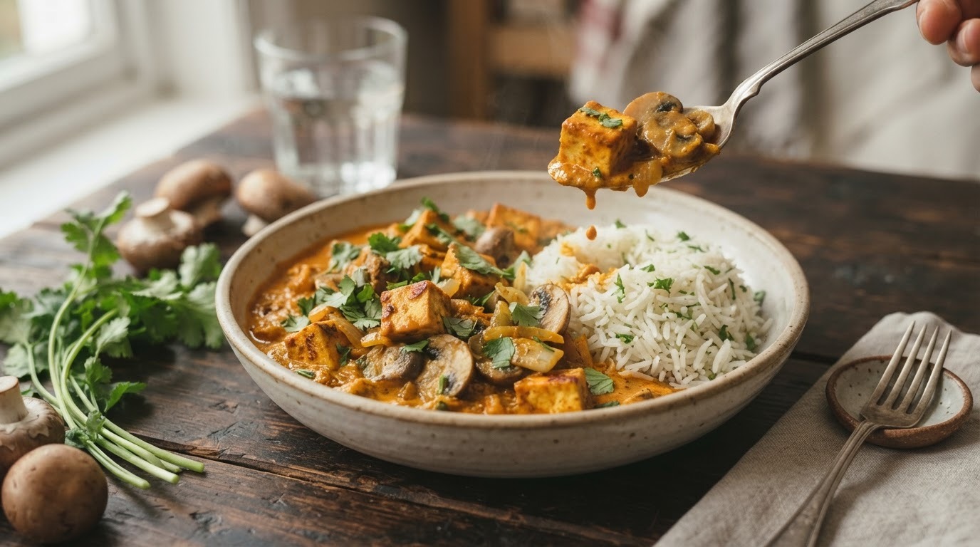 Indiase tofucurry met kruidenrijst