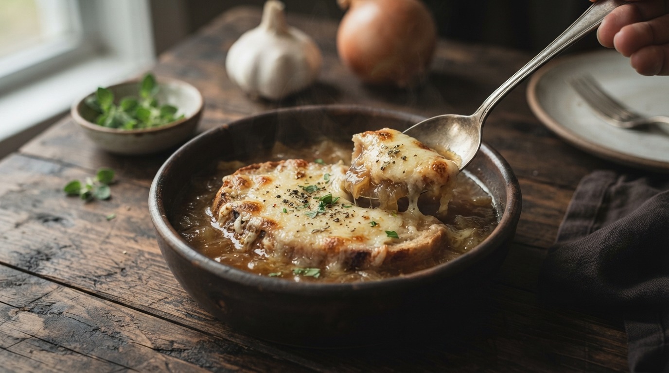 Italiaanse knoflook uiensoep