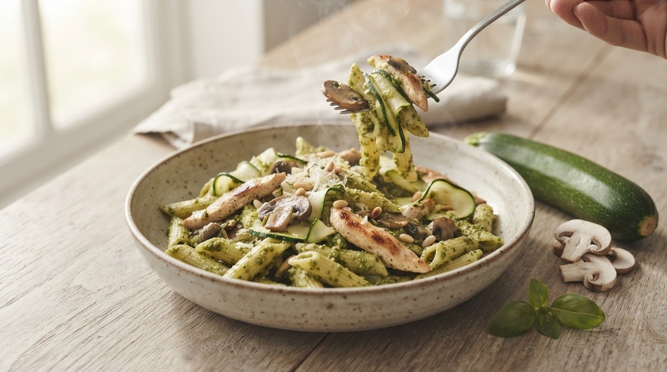 Italiaanse pesto pasta