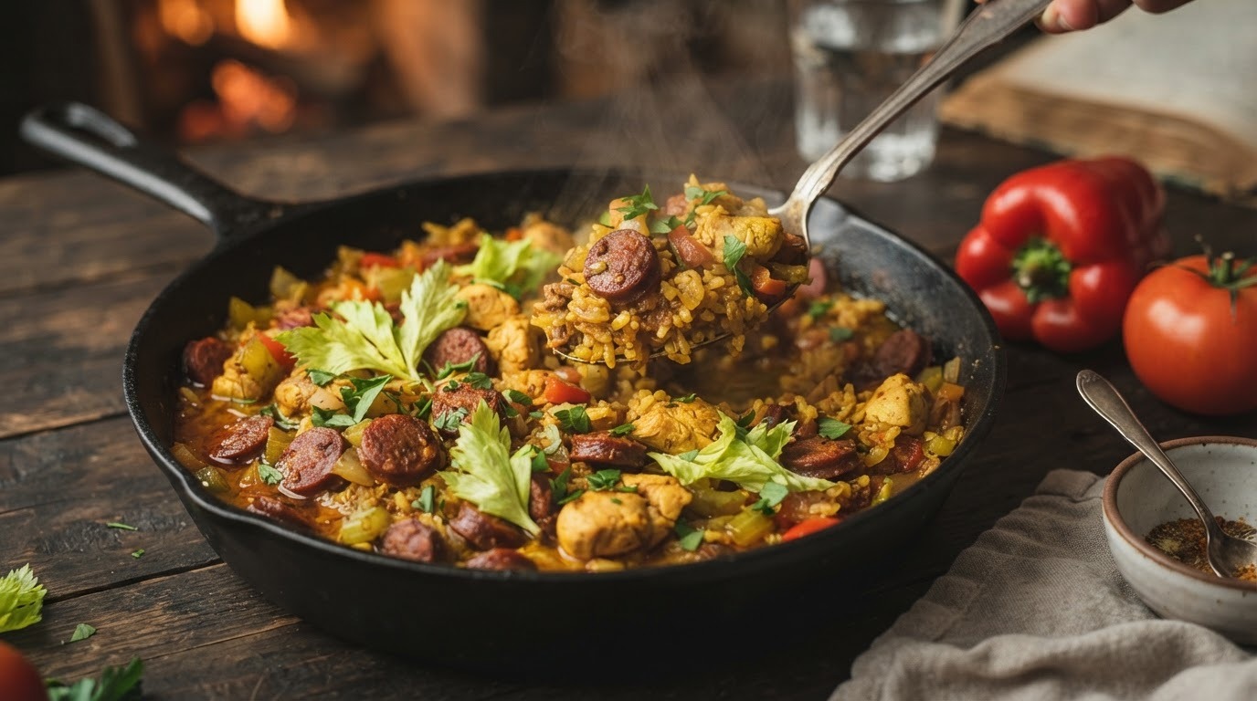 Jambalaya met kip en chorizo