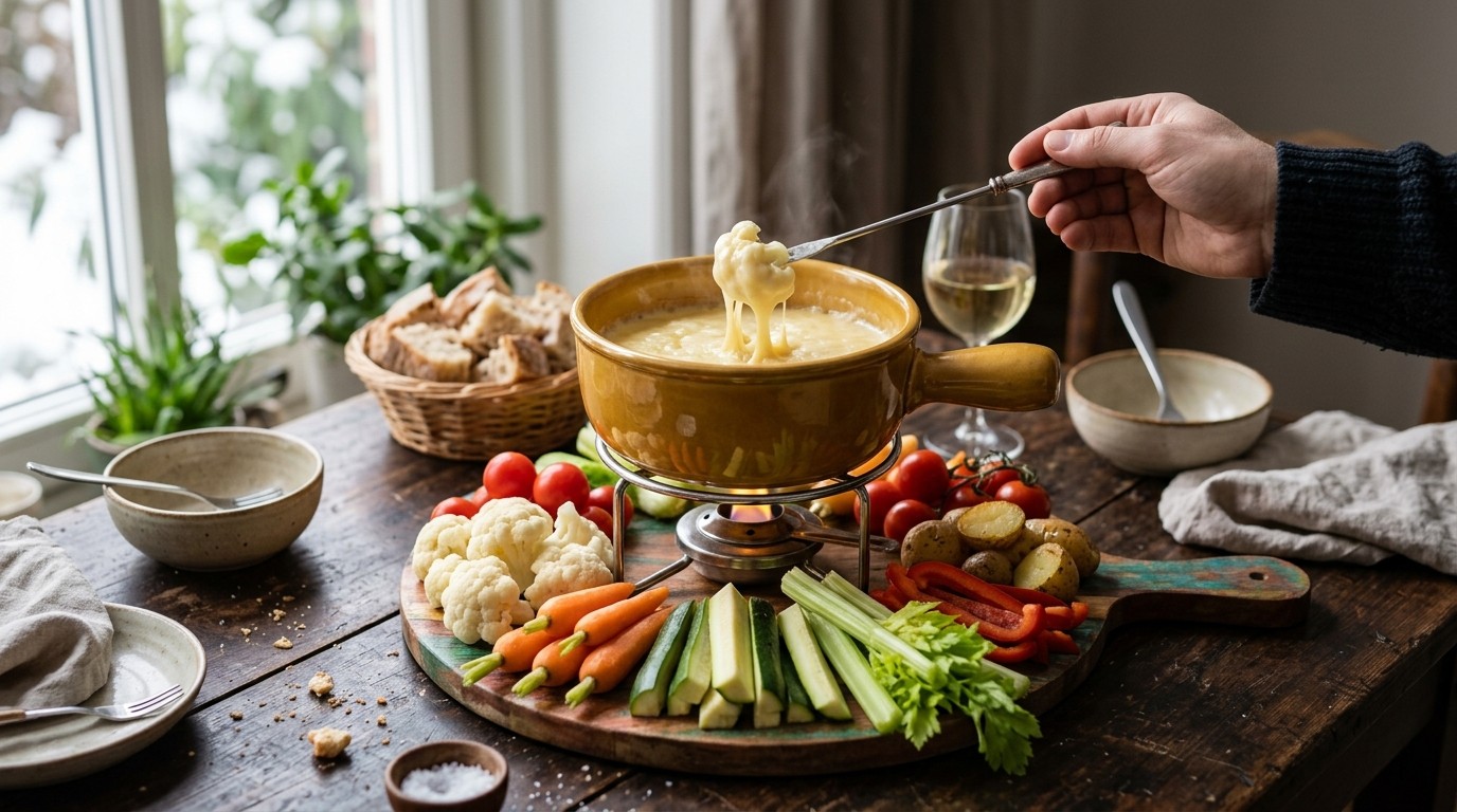 Kaasfondue met groenten