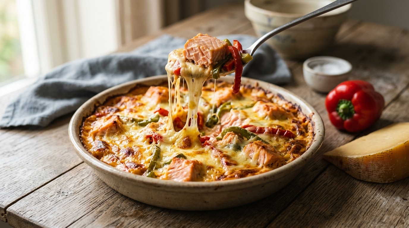 Kaasschotel met Zalm en Paprika