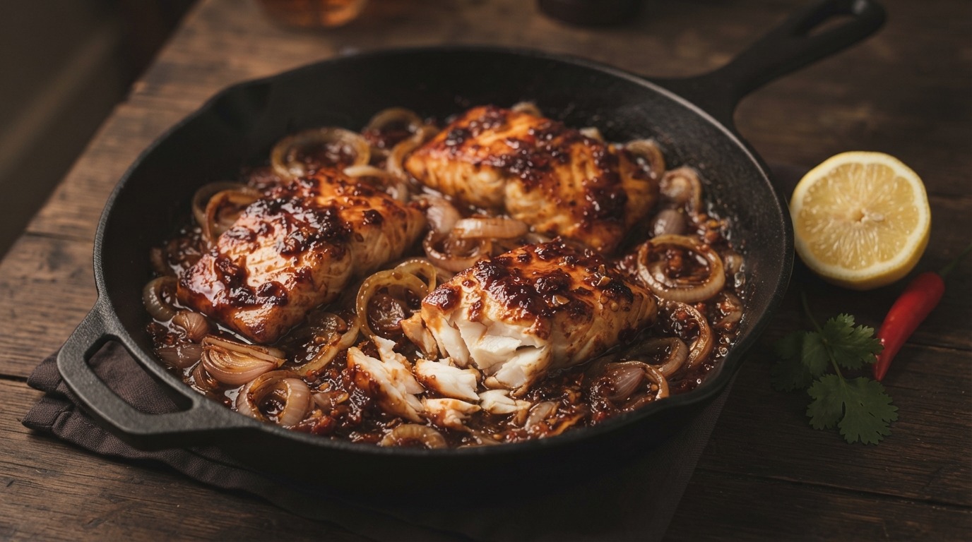 Kabeljauw in sambal-ketjapsaus