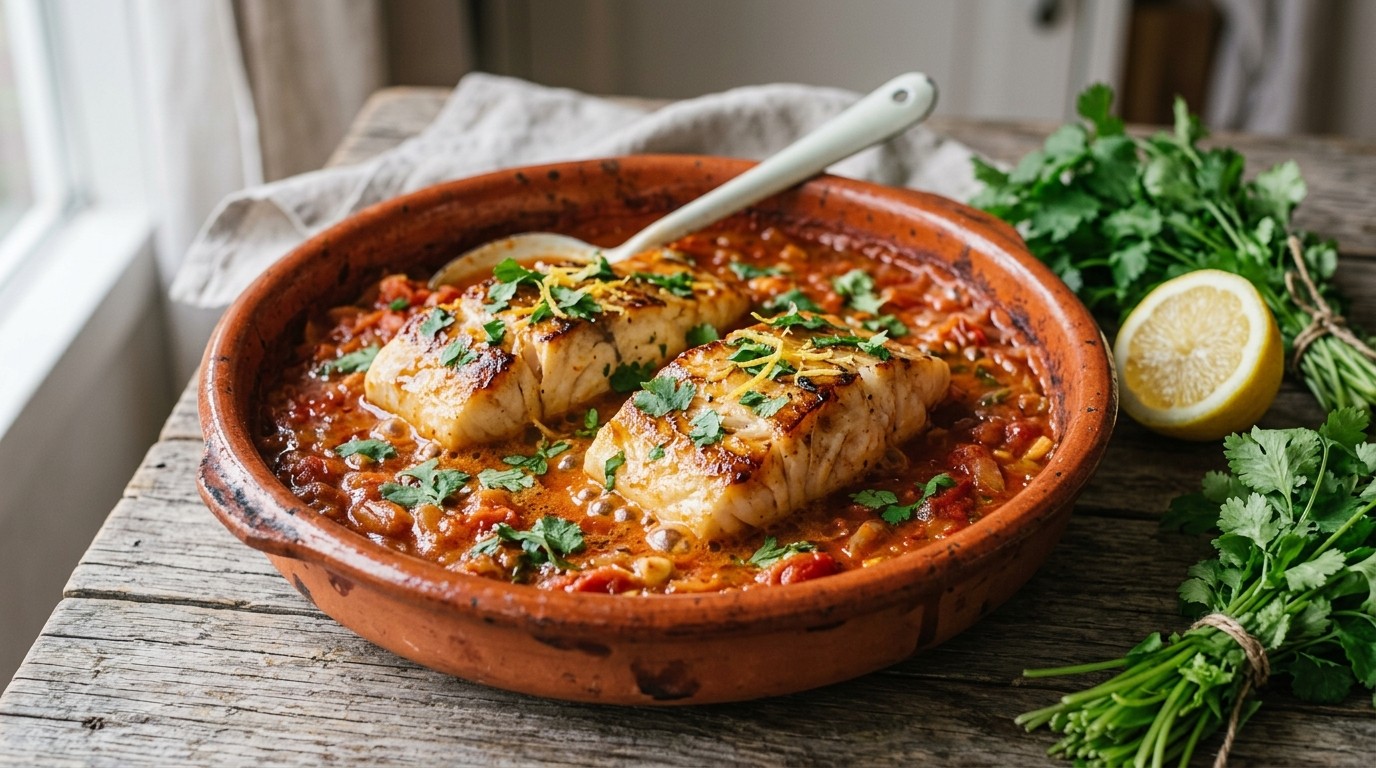 Kabeljauw met tomatensaus