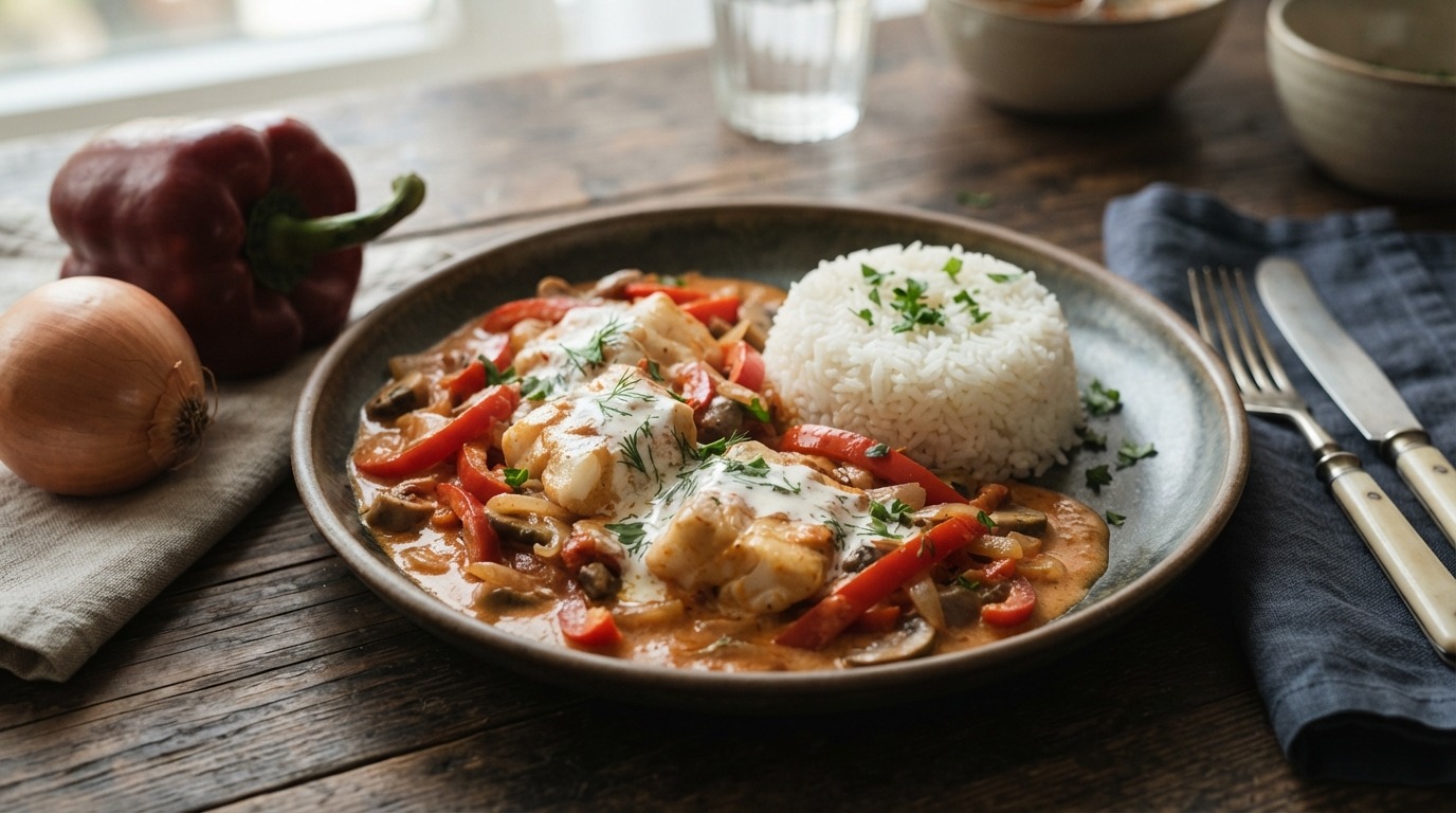 Kabeljauw stroganoff