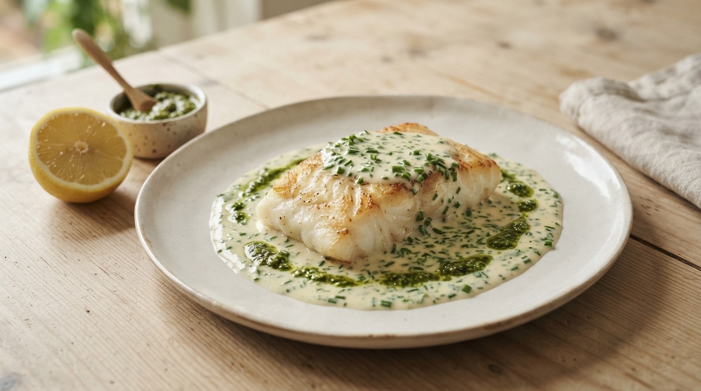 Kabeljauwfilet met bieslooksaus