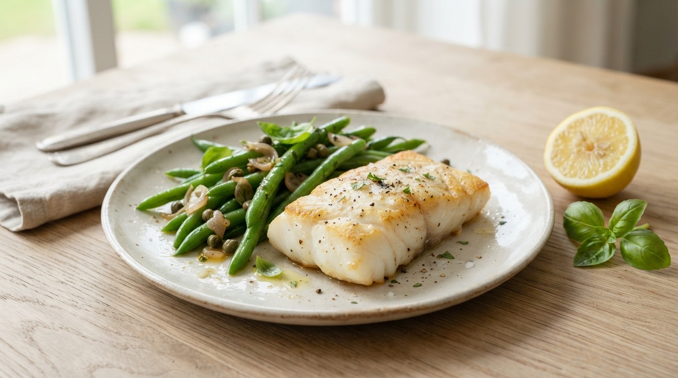 Kabeljauwfilet met sperziebonen